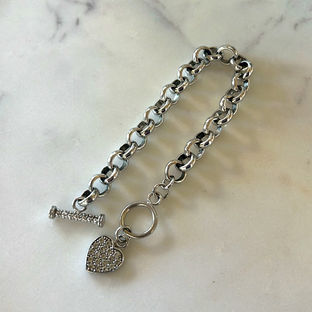 Beautiful Sterling Silver Heart Charm Bracelet